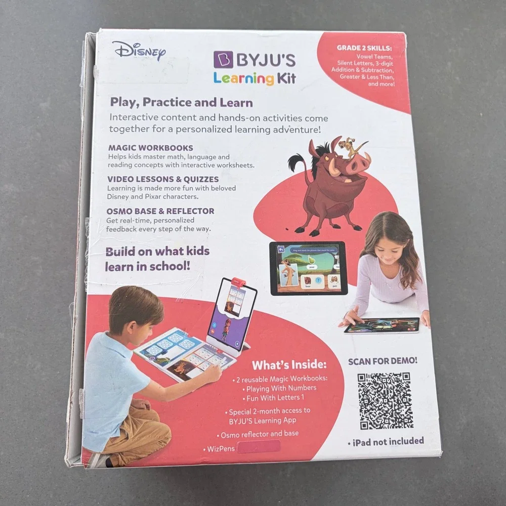 Disney BYJU'S Learning Kit Grade 2 Osmo Magic Workbooks Math Reading iPad Base